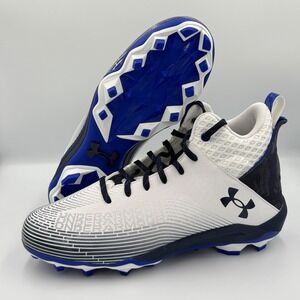Under Armour Hammer Football Cleats‎ White Blue UA Logo Mens Size 12 NEW